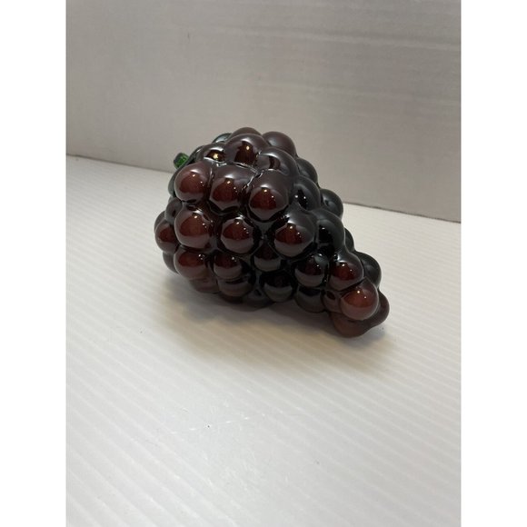 Blenko Style Vintage Glass Green Stem Purple Grapes Handblown Molded - EUC - Picture 4 of 6